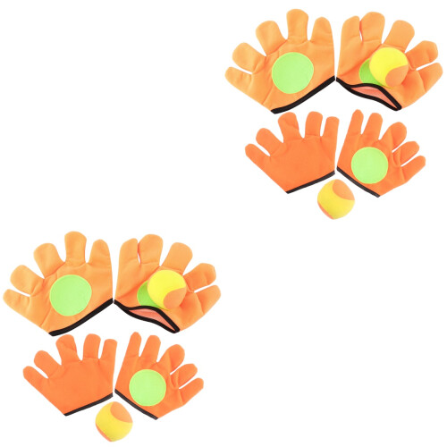 4Pairs Safe Sticky Ball Toss Game Orange Durable Throw Ball Set 2