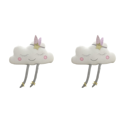 2Pcs Smile Cloud Plush Toy Pillow White Soft Stuffed Sofa Back Cushion 1