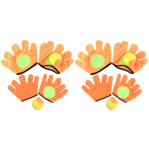 4Pairs Safe Sticky Ball Toss Game Orange Durable Throw Ball Set 1