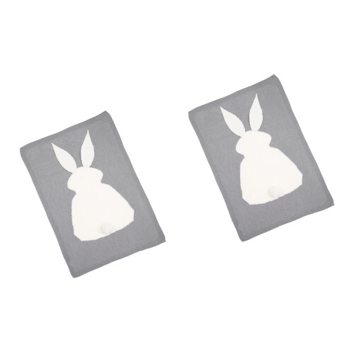 2Pcs Baby Blanket Infant Knitting Grey Rabbit Appearance 2