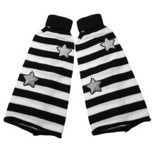 4Pairs Black Winter Knit Leg Warmers for Women Decorative Star Design