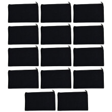 56Pcs Durable Black Canvas Pencil Bags Small Zipper Pouch for Storage