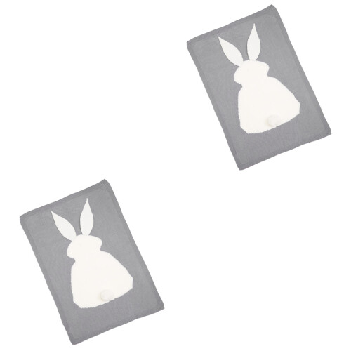 2Pcs Baby Blanket Infant Knitting Grey Rabbit Appearance 1