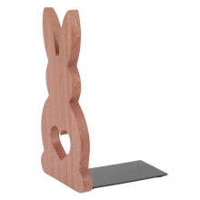 4Pcs Wooden Rabbit Bookends Chocolate Book Supporters for Desk Decor