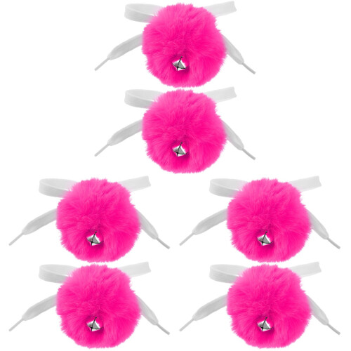 6Pcs Artificial Wool Roller Skate Pom Poms with Bell for DIY Style 2