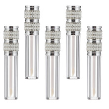 10Pcs Portable Silver Lipstick Bottles Easy Carry Rhinestone Design
