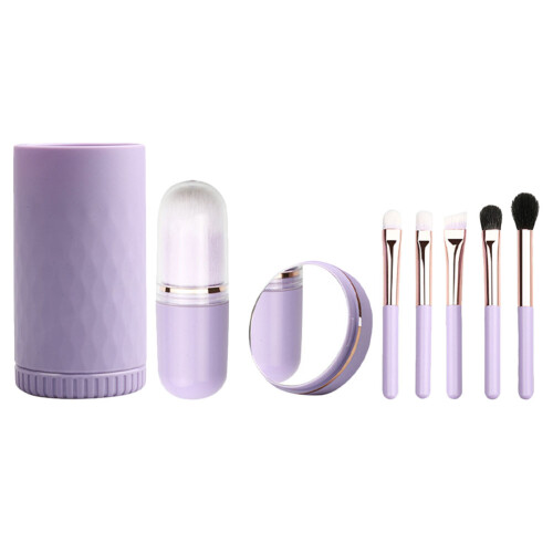3Sets Portable Violet Makeup Brush Kit with Durable Handle for Women