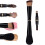 2Pcs 4 in 1 Travel Makeup Brush Double Sided Black Set 1