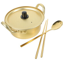 3Sets Premium Golden Aluminum Double Handle Soup and Noodle Pot