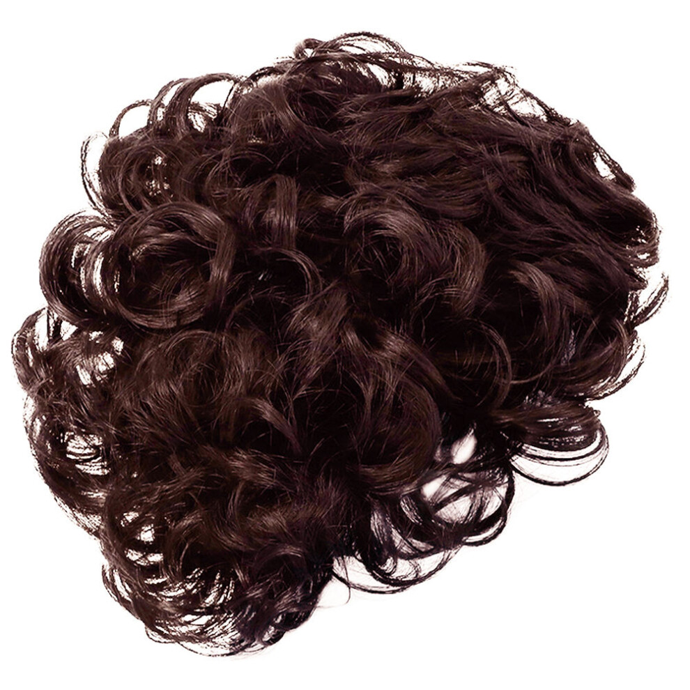 Aboofan Unisex Brown 3Pcs Men Dark Synthetic Curly Hairpieces Short Cosplay Wigs
