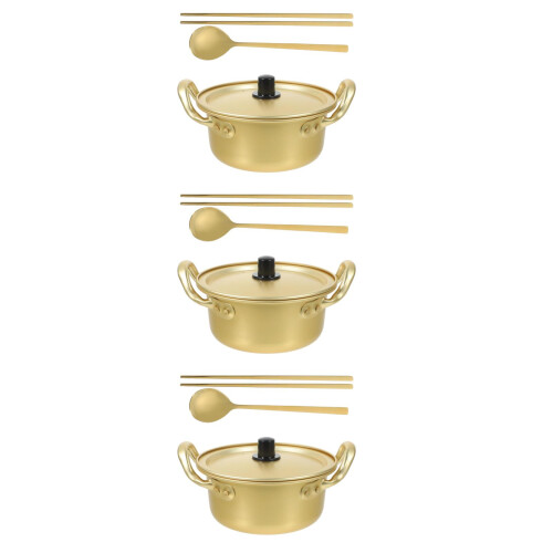 3Sets Premium Golden Aluminum Double Handle Soup and Noodle Pot 1