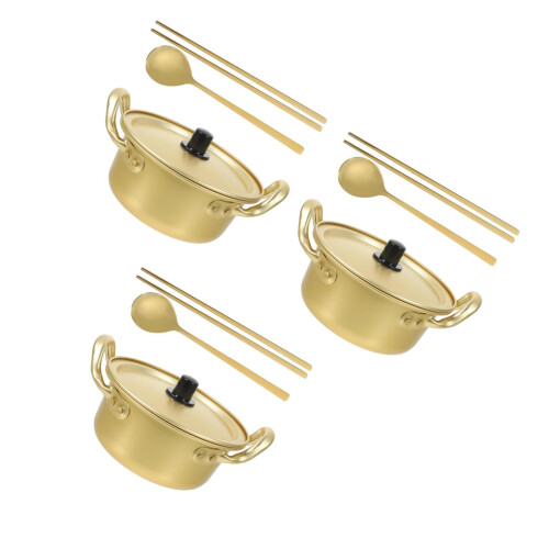 3Sets Premium Golden Aluminum Double Handle Soup and Noodle Pot 2