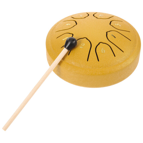 3Sets Yellow Titanium Steel Hand Drum Mini Musical Instrument Set 1