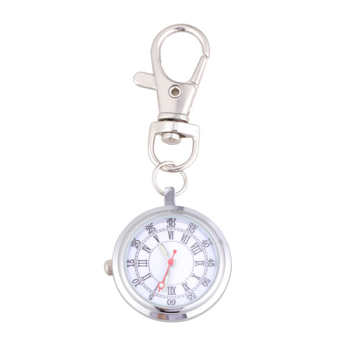 3Pcs Silver Quartz Keyring Pocket Watch for Men Luminous