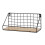 2Pcs Hanging Black Wall Shelf Practical Storage Basket with Wood Base 1