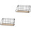 2Pcs Hanging Black Wall Shelf Practical Storage Basket with Wood Base 3