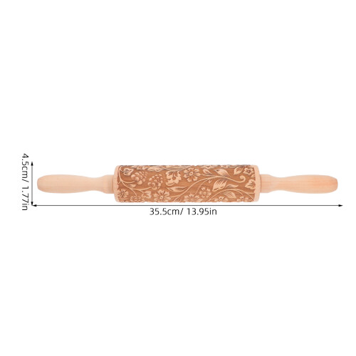 4Pcs Wooden Embossed Rolling Pin for Pastry Khaki Dough Baking Tool 1