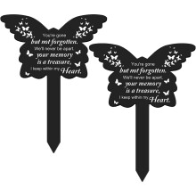 6Pcs Black Acrylic Cemetery Memorial Butterfly Stakes for Graveside
