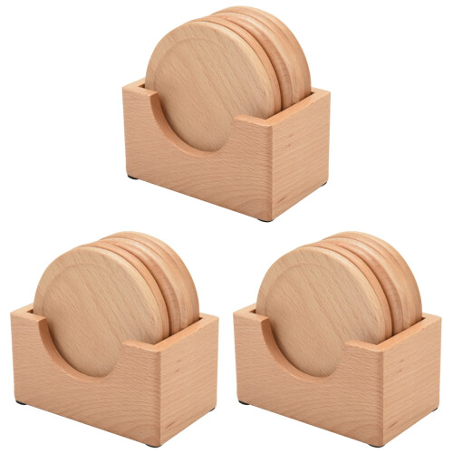 18Pcs Wooden Coasters for Drinks Chocolate Round Rustic Cups Protector 1