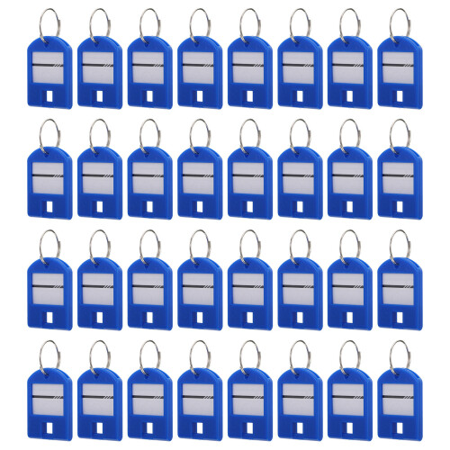 150Pcs Blue ABS Key Tags with Split Rings Reusable Id Labels 1