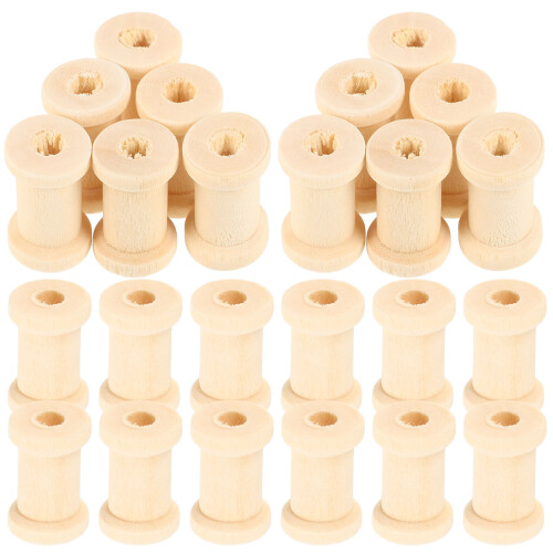 400Pcs Smooth Beige Wood Thread Holders for Weaving and Sewing