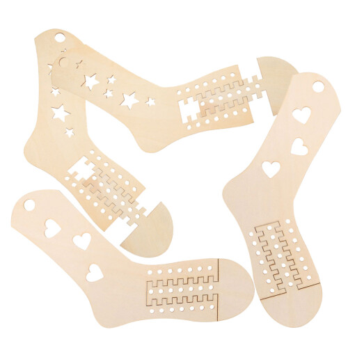 8Pairs Knitting Wood Sock Blockers Khaki DIY Sock Blocking Tools 1