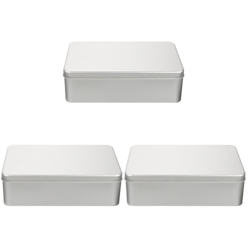 3Pcs Silver Cookie Tin Boxes Lightweight Metal Storage for Gifts 2