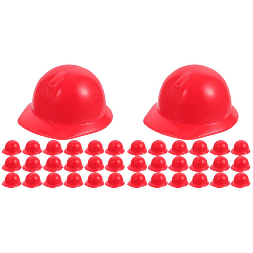 40Pcs Red Mini Dolls Hard Hats ABS Plastic for Dress Up 2
