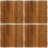 4Pcs Durable Wood Patio Tiles Interlocking Outdoor Decking Light Brown 4