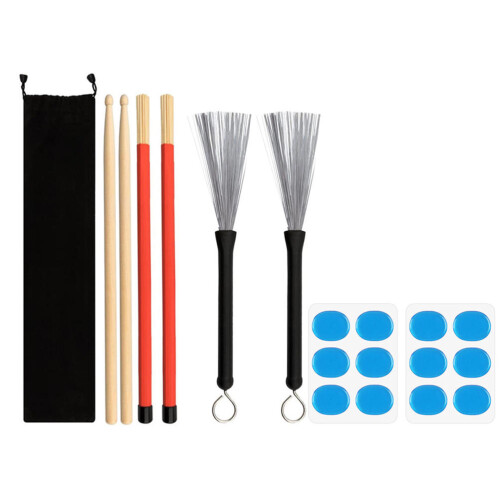 3Sets Drumsticks Set Met Wire Brushes En Dempers, Assorti Kleur