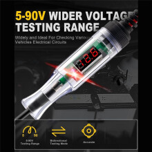 Testador de Circuito LED Digital Automotivo de Luz de Teste 5-90V com Display de Tensão, Testador Automático de Tensão Bidirecional