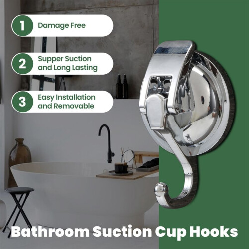 Heavy Duty Vacuum Suction Cup Hooks (2 Pack) For Kitchen Bathroom Restroom Organization 2