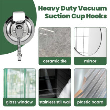Heavy Duty Vacuum Suction Cup Hooks (2 Pack) For Kitchen Bathroom Restroom Organization