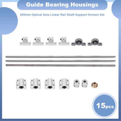 15Pcs 400Mm Optical Axis Guide Bearing Housings Linear Rail Shaft Support Screws Set 1