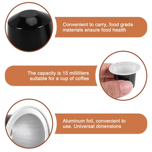 50Sets Refillable Coffee Capsules Cup Disposable Coffee Capsules Packaging Cafe Supplies for  Black 2
