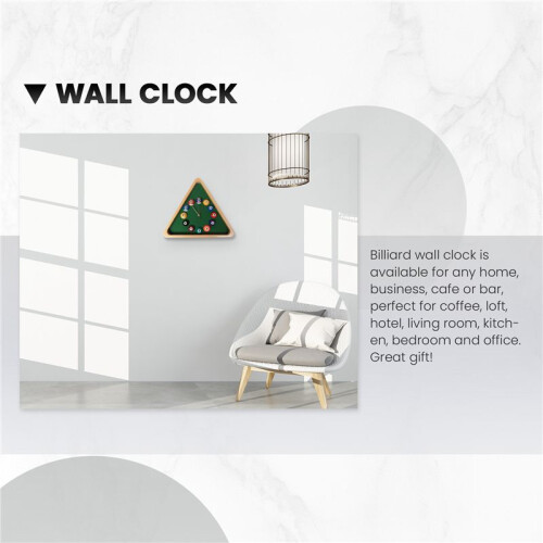 13 Inch Billiard Quartz Clock with Solid Wood Frame  Wall Clock for Living Room,Bedroom 2