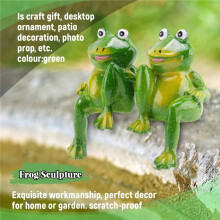 2Pcs/Set Cute Resin Sitting Frogs Statue Outdoor Garden Store Decorative Frog Sculpture for Home Desk Garden Decor Ornament S2