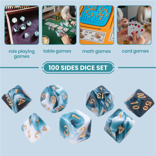 7 Stycken TäRningssats Polyedrisk TäRningssats RollspelstäRningar för DND Pathfinder Rollspel RPG 1