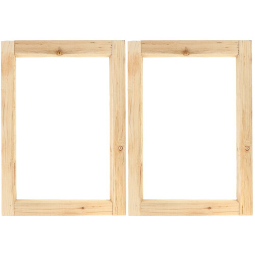 2Pièces Cadre De Sérigraphie Bois Khaki Pour DIY Réutilisable 1