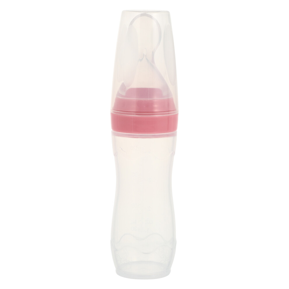 4Pcs Baby Feeding Bottles Silicone Squeeze Feeders With Spoon Pink Artibetter