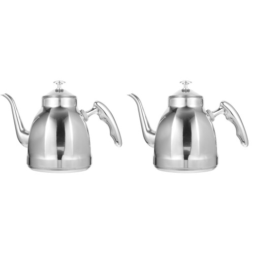 2Pcs Silver Rust Steel Bubble Teapot Handheld Coffee Kettle for Home 1