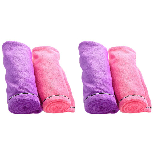 4Pcs Microfiber Hair Drying Caps Water Absorption Hat Assorted Colors 1