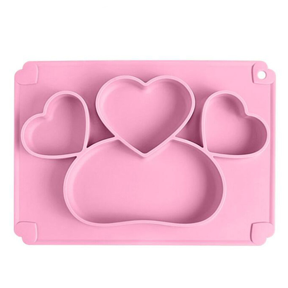 2Pcs Baby Suction Bowls Food Grade Silicone Divided Plates Pink Artibetter