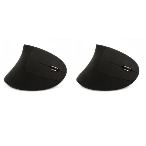2Pcs Black Wireless Optical Mouse Ergonomic Vertical 6-Key Mice 1