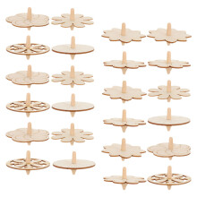 48Pcs Portable Wooden Gyro Toys Beige Kids Colorful Play