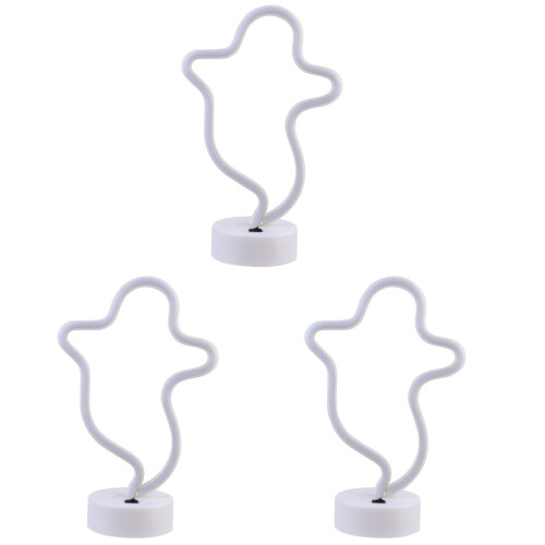 3Pcs White LED Night Lamp Ghost Shape Neon Wall Art for Decor 1