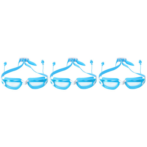3Pcs Children Swimming Glasses with Earplugs Durable Pc Silicone Frame 2