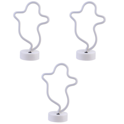 3Pcs White LED Night Lamp Ghost Shape Neon Wall Art for Decor 2