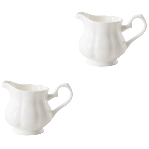 2Pcs Ceramic Milk Jug White 230Ml Kitchenware for Coffee and Tea 1