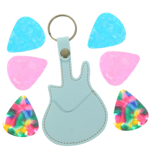 5Sets PU Blue Guitar Picks Storage Bag Portable Pouch with Picks 1